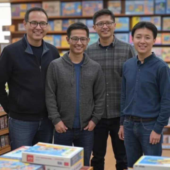 Założyciele MiindPuzzleHub w przytulnym sklepie z puzzlami