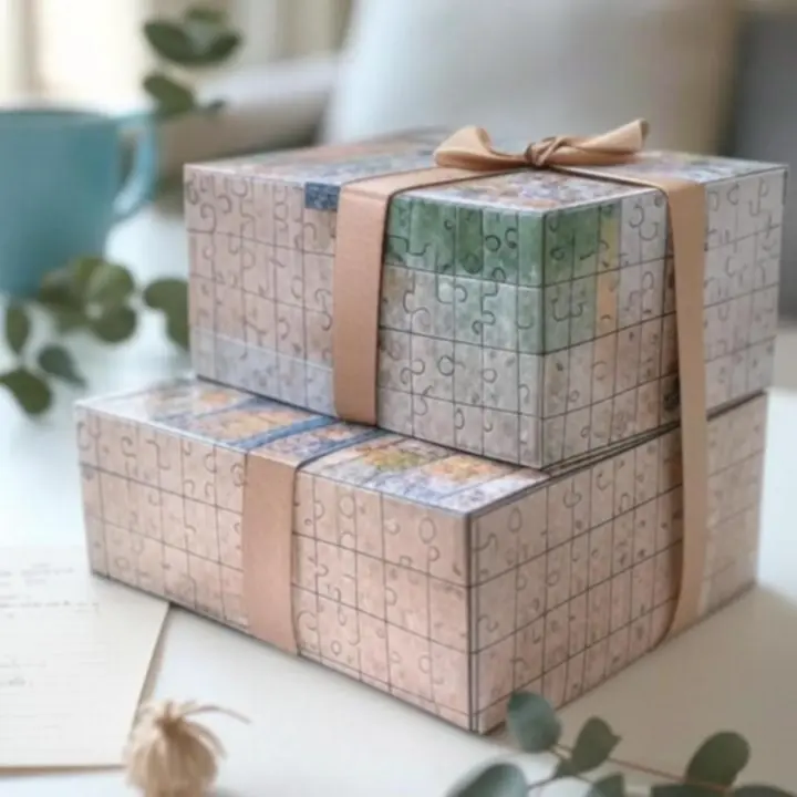 Elegancko zapakowane zestawy puzzli gotowe na prezent
