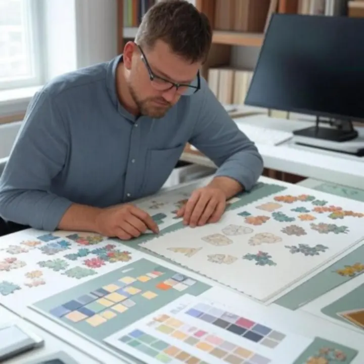 Projektanci puzzli pracujący nad ilustracjami i układem elementów