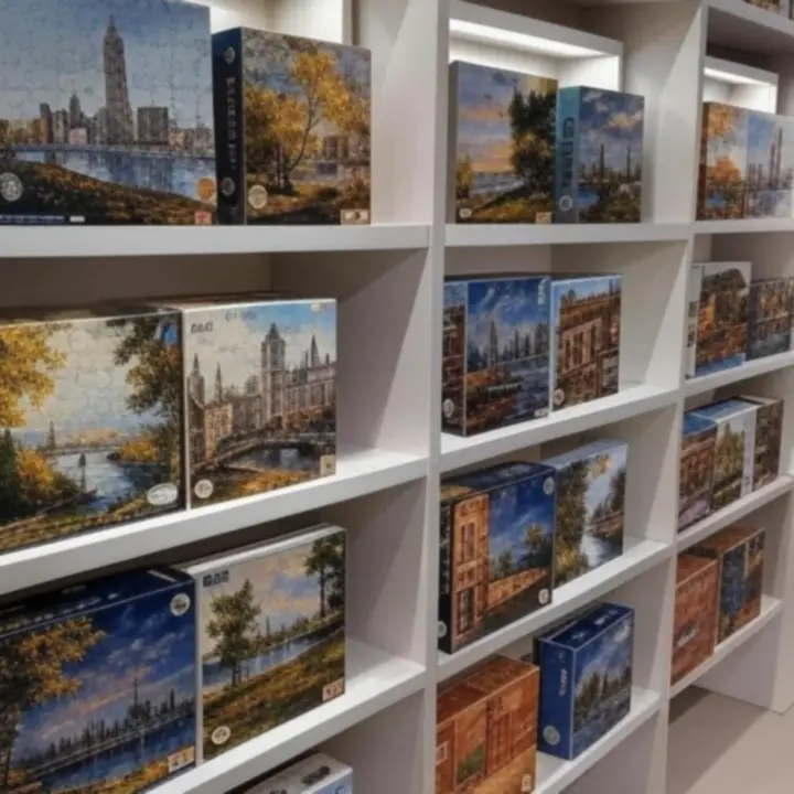 Ilustracja przedstawiająca kolorowe rodzinne pudełka puzzli